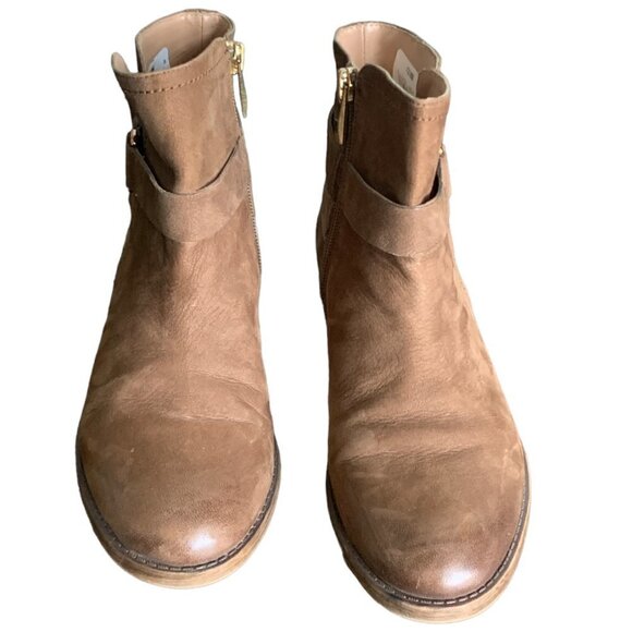 New w/o Box Franco Sarto Kacey Leather Ankle Boot Strap Accent Sz 6M Brown 119B - Picture 3 of 10